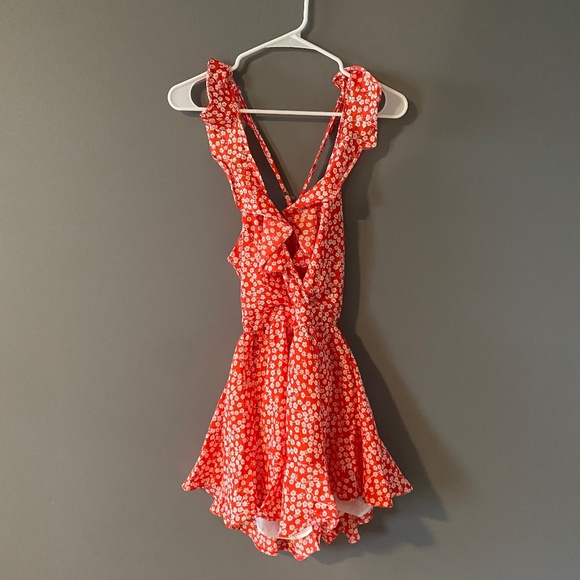 Shein Floral Self-Tie Back Romper - Picture 3 of 6